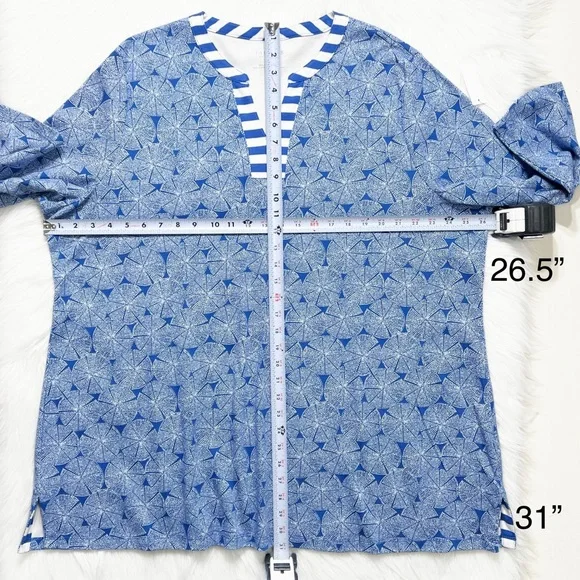 SOLD-NWT Talbots Geometric Striped Blue White V Neck 3/4 Sleeve Pullover Tee - Picture 8 of 9
